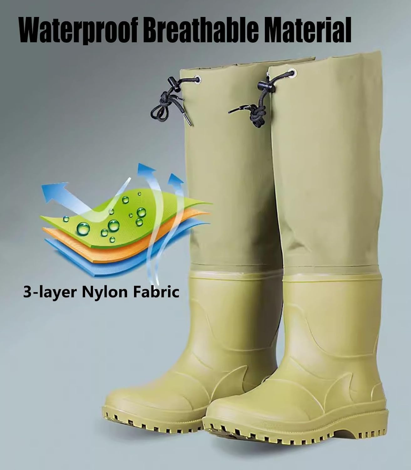 Wodery Lekkie buty do brodzenia z regulowanym ściągaczem Wędkarstwo Łowiectwo Biodrówki Do Wędkowania w Błocie Stawowym(Nero,8.5 UK)