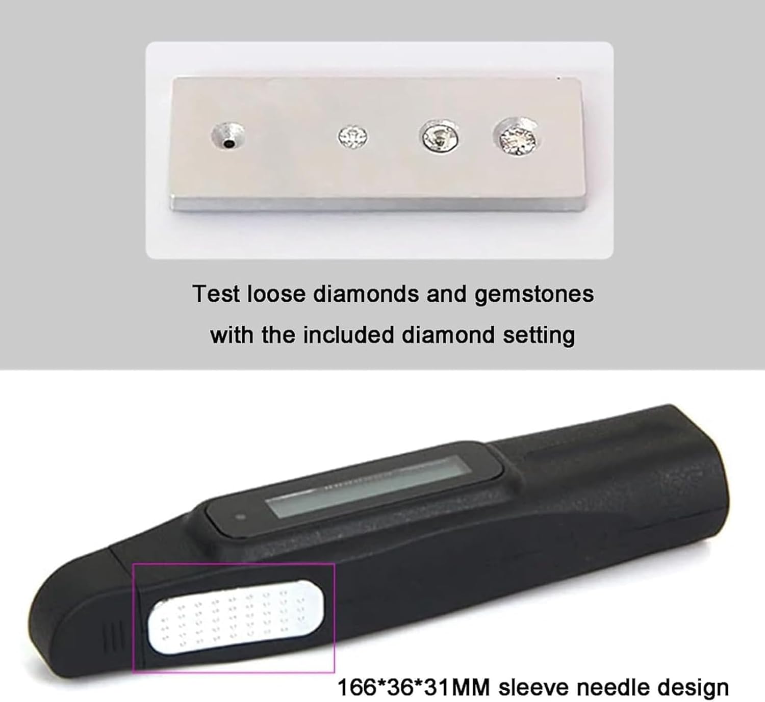 Diamond Tester Pen, Gold Silver Diamond Jewelry Tester, Retractable Probe Tip, with LED Digital Display, Fast Warm-up Time, Diamond Selector for Novice and Expert