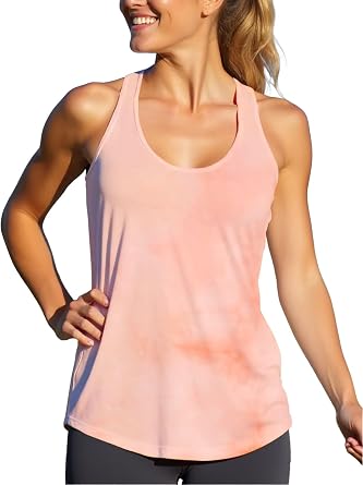 Tie Dye Tank Top Women Dry Fit Fitness Neon Workout Yoga Shirts Racerback Loose Fit Sleeveless