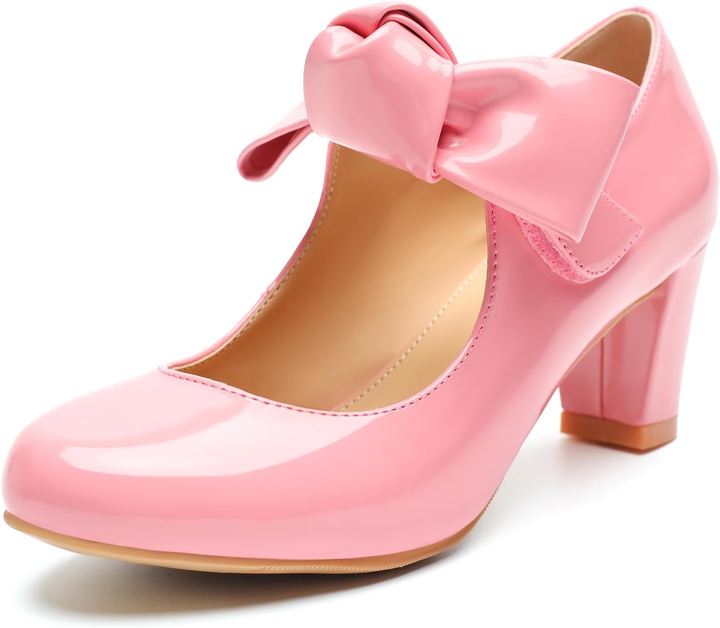 Women's Bow Mary Jane Pumps - Comfortable Block Heels