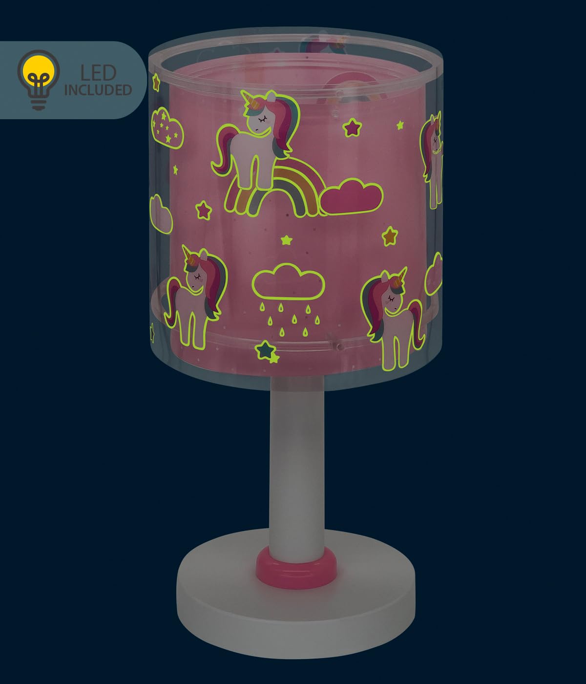 Dalber Lampada da tavolo o comodino per bambini Unicorni animali Unicorns, 41591N, G4-4W LED - Lampadina inclusa
