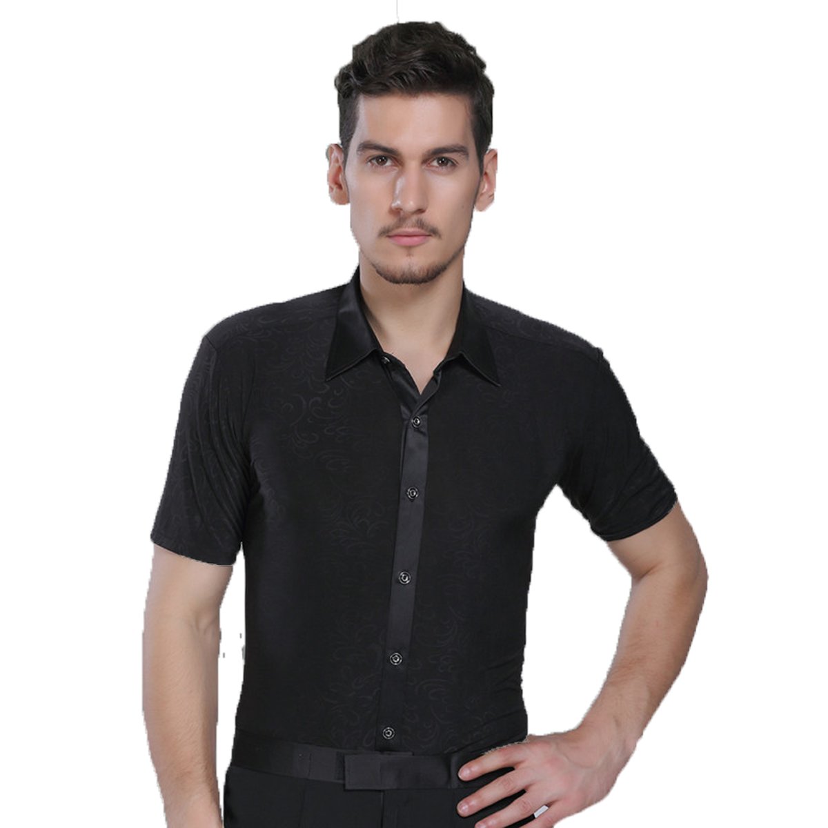 YUMEIRENMen's Latin Ballroom Dance Tops Competition Shirt
