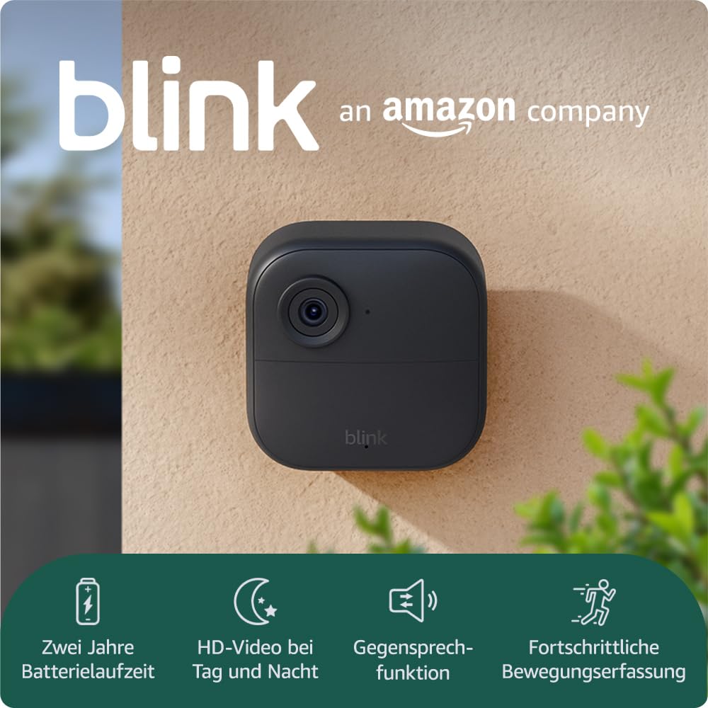 Blink-Kamera Outdoor 4 | Kabellose intelligente HD-Sicherheitskamera, zwei Jahre Batterielaufzeit, fortschrittliche Bewegungserfassung, funktioniert mit Alexa | Nur Zusatzkamera | IP65