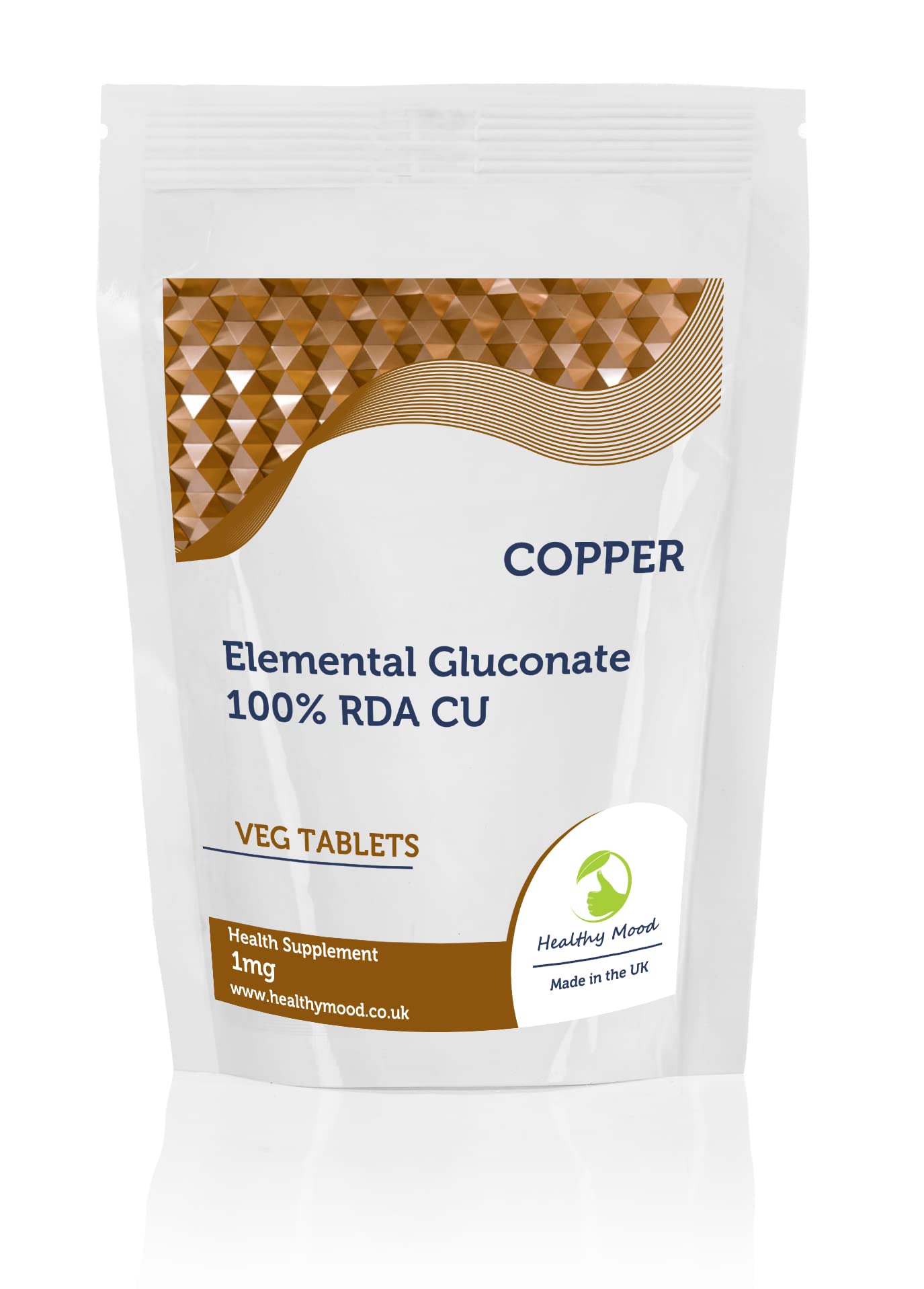 Copper 1mg x1000 Bulk Tablets Pills UK Nutrition Elemental Gluconate CU 100% RDA