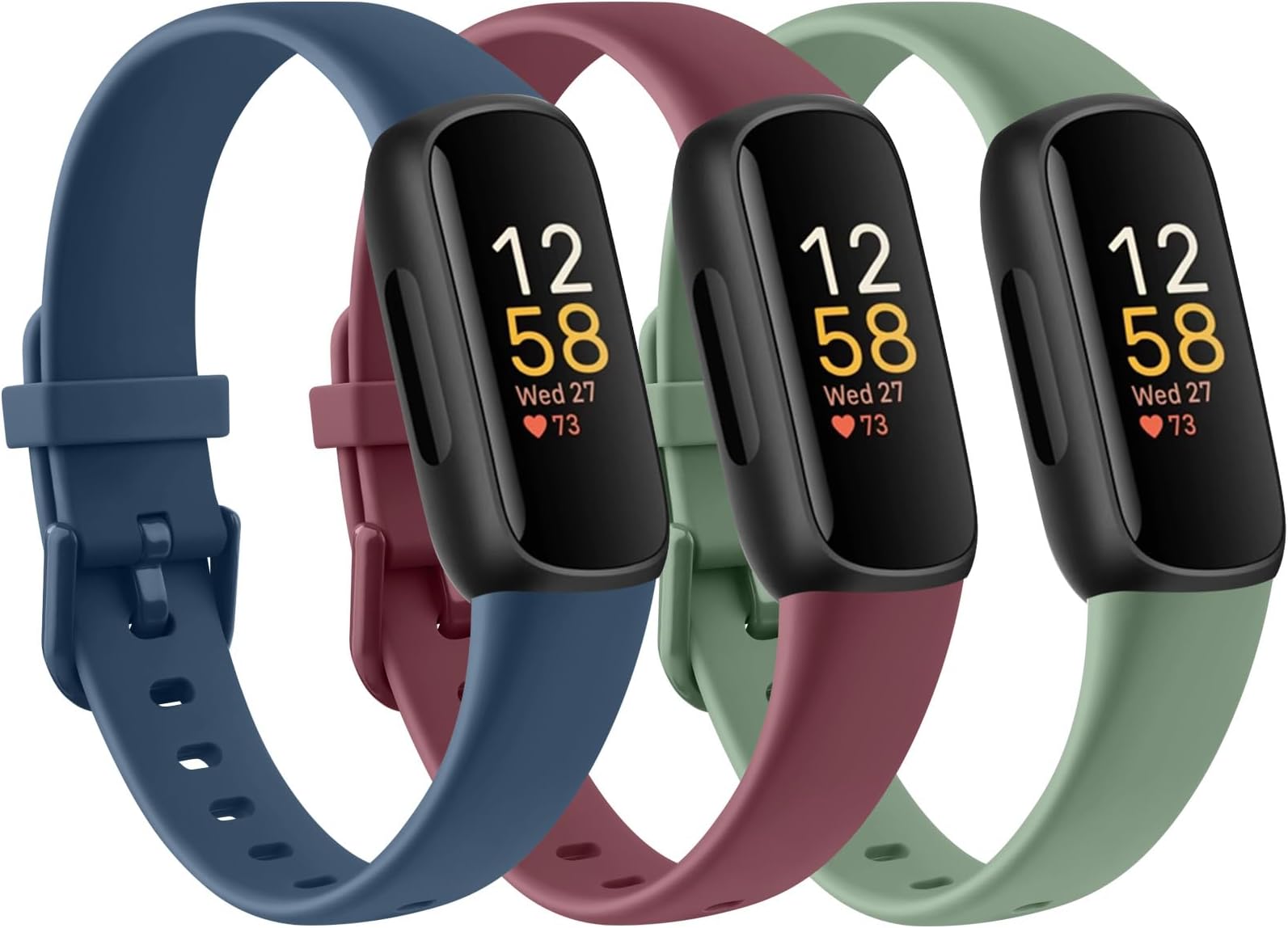 Tobfit [3 Pack] Straps compatible for Fitbit Inspire 3 Strap for Women Men, Soft Silicone Replacement Strap Wristband Watchband Accessories