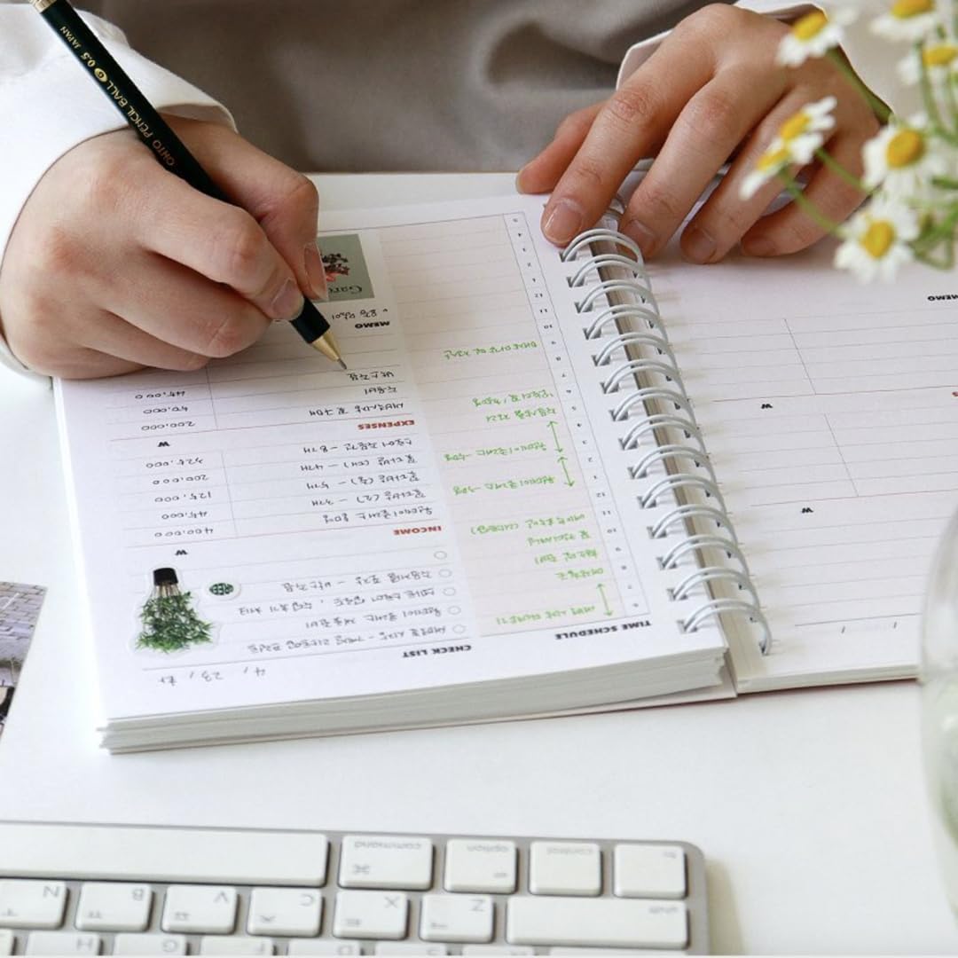 Cute Aesthetic Solopreneur Freelancer Self Employed Gig Daily Entrepreneur Planner Undated 6 months+ 1 sticker sheet 224 pages, spiral journal for office, cash log for small business, health diary, habit tracker (WORKER Pink)