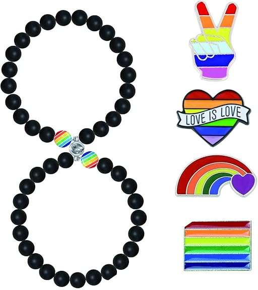 Valesay 1pair Lgbt Magnet Bracelet For Couples Gay 