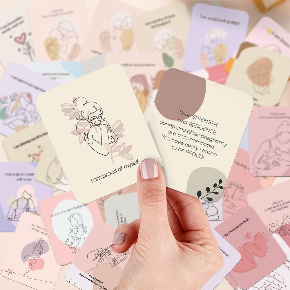 Cartes d'affirmation pour nouvelle maman - Lot de 45 - Cadeau fête des mères - Messages d'autonomisation - Essentiels post-partum