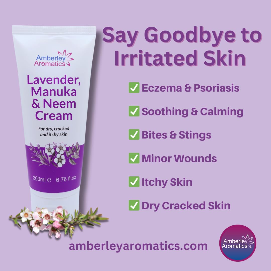 Lavender, Manuka & Neem Cream, Antibacterial, Anti-fungal, Antiseptic, Anti-Itch for Dry Cracked and Sensitive Skin - Image 3