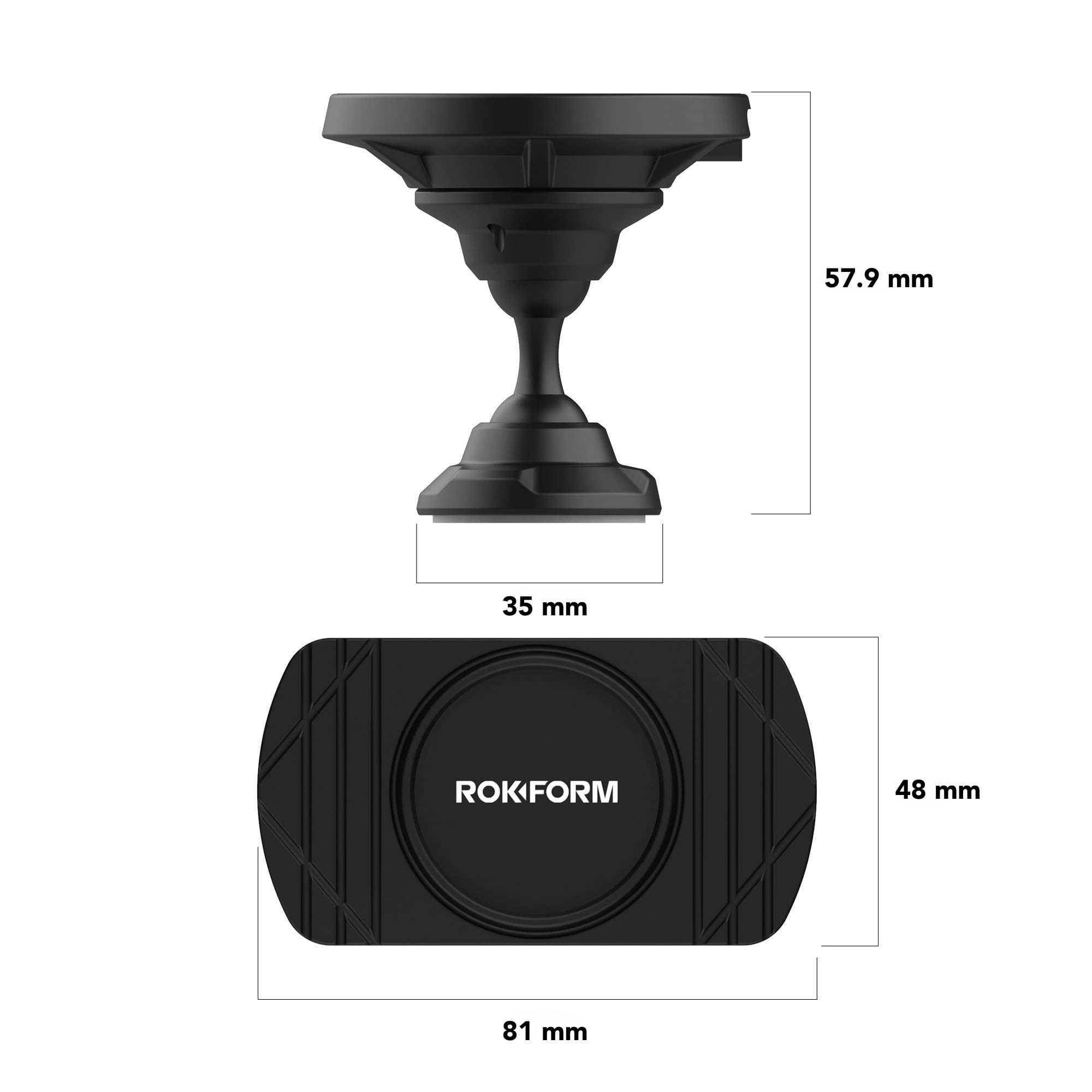 Rokform Magnetisches kabelloses Kfz-Ladegerät, verstellbare Schwenkhalterung für Armaturenbrett | USB-C auf USB-C-Kabel im Lieferumfang enthalten