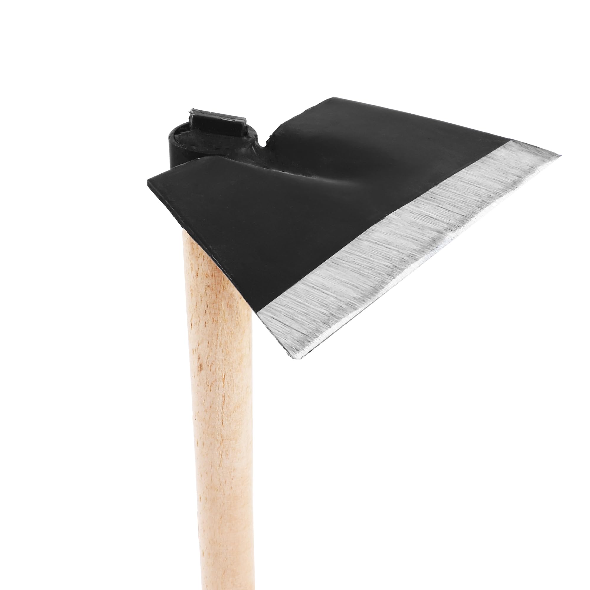 Gartenhacke mit Zinken – Rechteckige, geschmiedete Hacke (schwarz) mit 110 cm Holzstiel (Gesamtlänge 115 cm) – Für Erde lockern, lüften & Unkraut entfernen