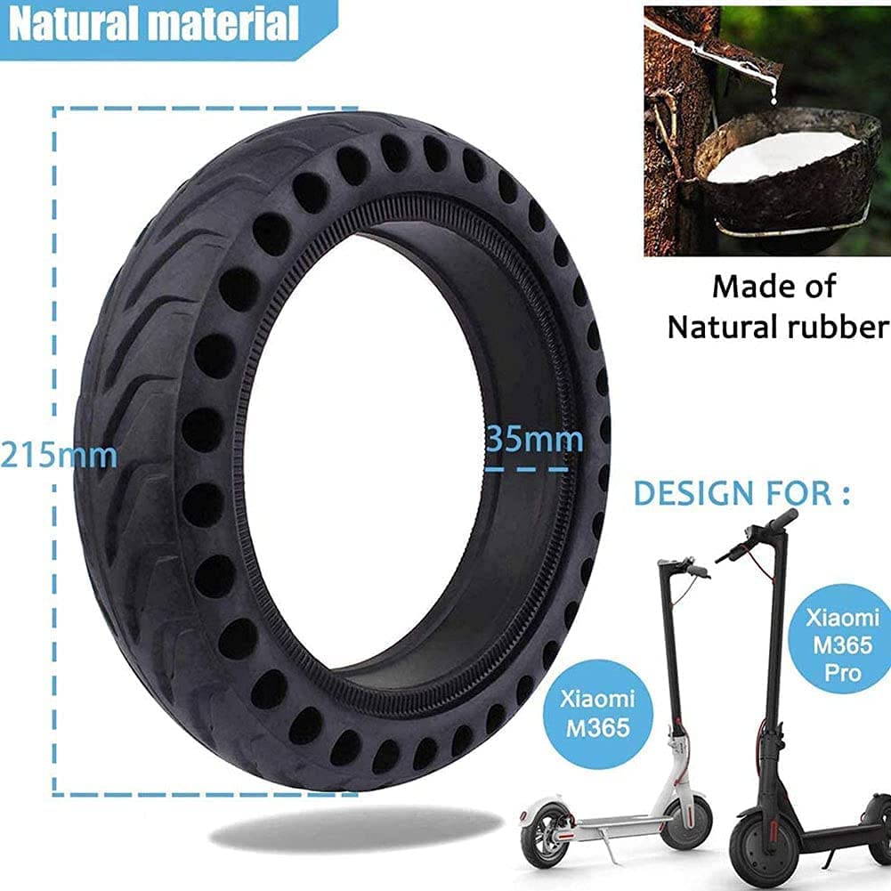 Pneu Solide, Roue de Rechange pour pneus de Scooter électrique Anti-crevaison 8,5 Pouces en nid d'abeille en Caoutchouc Anti-déflagrant Avant/arrière, pour pneus de Scooter électrique