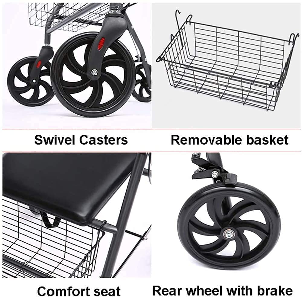 Rollator Walker Seniorzy i dorośli Medical Rolling Walker Czterokołowy chodzik Rollator z przerwami na linkę The New