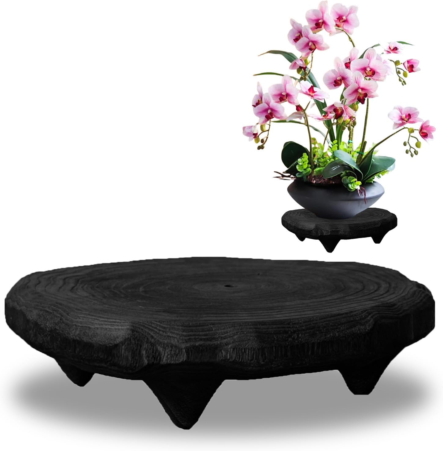 Wooden Plant Stands Indoor Plant Stand for Vase Fishbowl Flower Pot Lamp Stump Base Vintage Display Rack Decor (Brown)