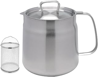 THE STYLE SUTRA Bacon Grease Container Stainless Steel Oil Filter Household Oil Strainer Pot 1.5L with Basket