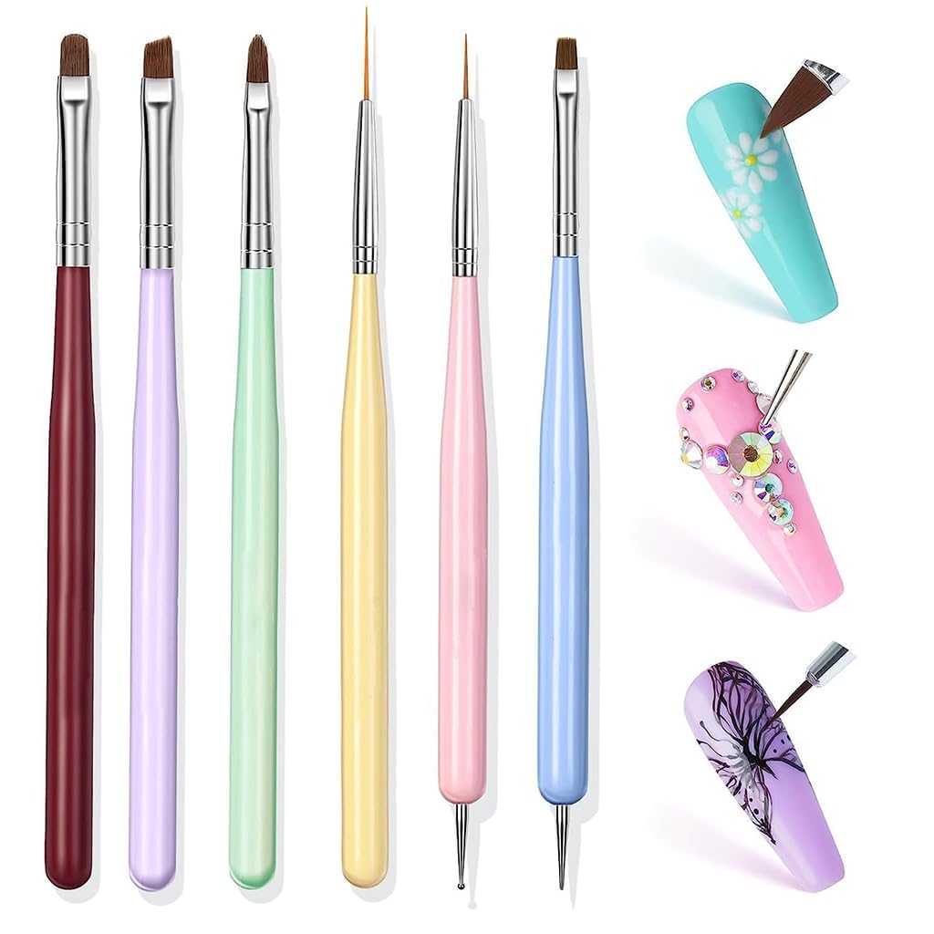 Professional Nail Art Brush Set with Builder, Painting, Detail Drawing & Dotting Pen | Double Ended French Liner Brushes for Gel Polish & Manicure Design (9 Pieces)-image-44