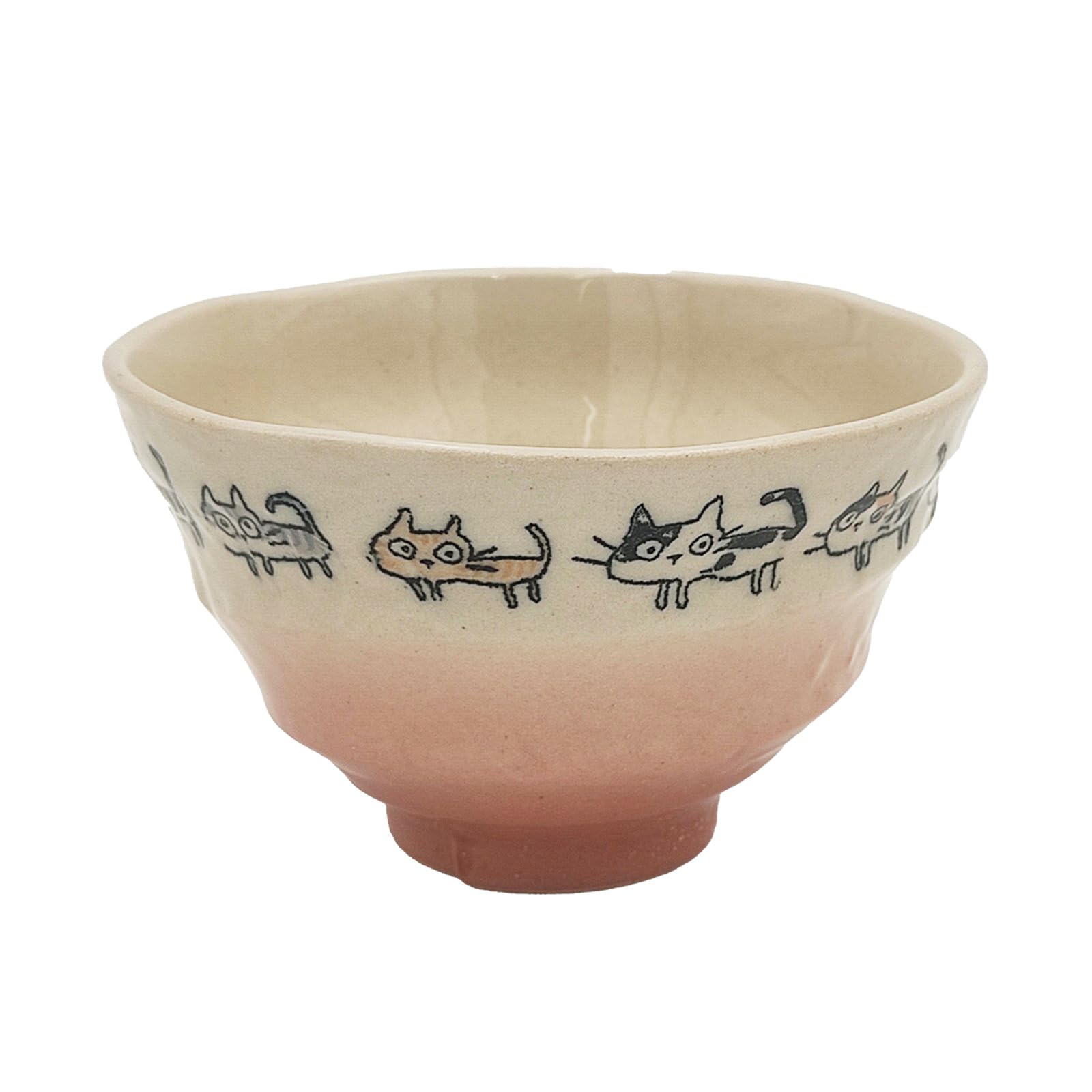 美濃焼 軽量 飯碗 茶碗 約12cm ドラネコ 朱 133-61224