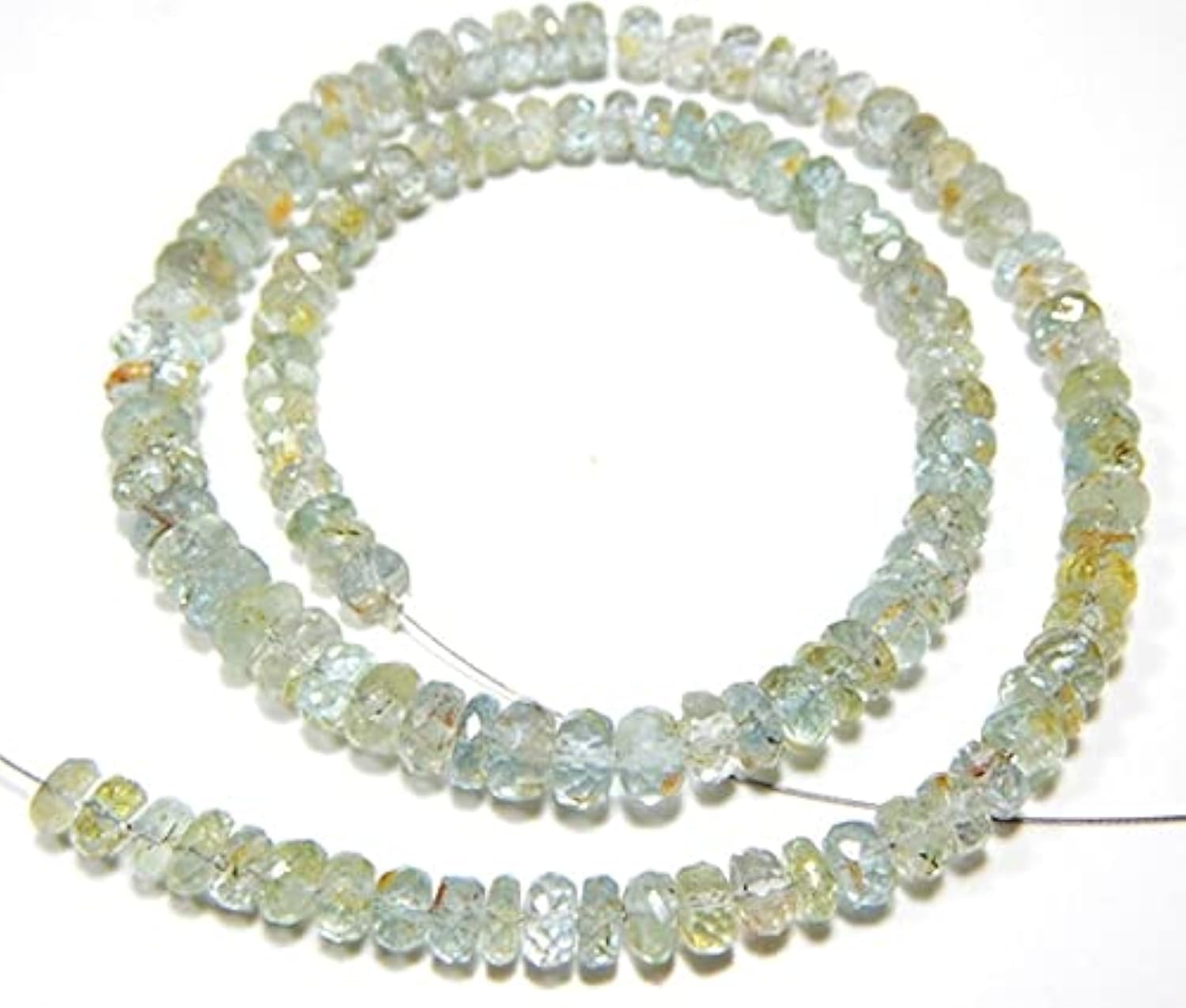 Perles en aigue-marine facettées de 5,6x7,4 mm pour création
