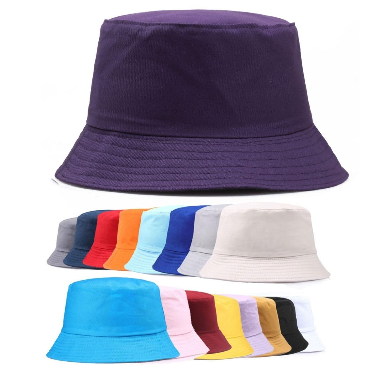 Van Der Linn Adults Cotton Bucket Hat Fishing Fisher Beach Festival Sun Creative (Purple)