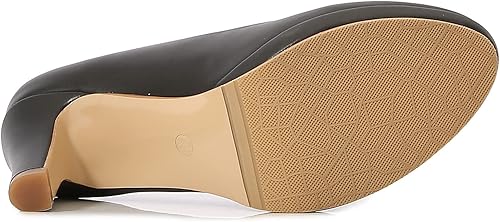 Miniatura 6 de kkdom Women's Classic Leather Round Toe Bridal Wedding Party Platform Low Heel Dress Pump Shoes