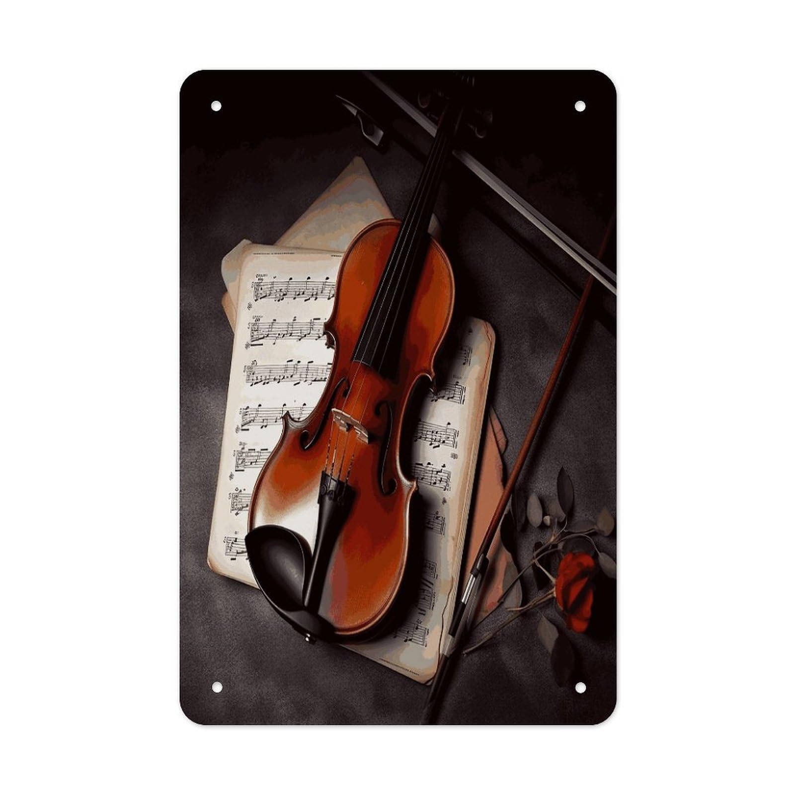 LDGSUPH Violin Sheet Music_78030672 Wall Art Prints Folded Edge Iron Sheet Painting with Holes for Wall Prints Decorative Picture Metal Signboard Decor Painting for Outdoor Indoor Wall Decor