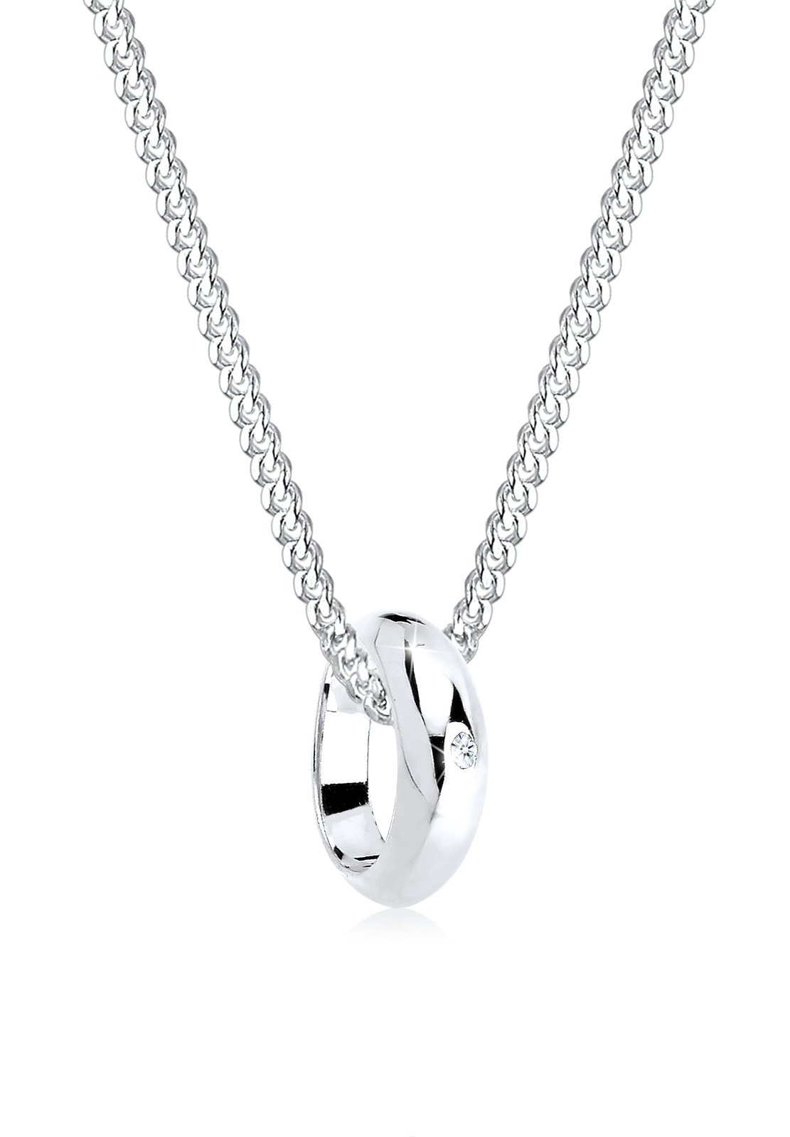 Elli DIAMONDS Necklace Women Circle Pendant with Diamond (0.005 ct) in 925 Sterling Silver