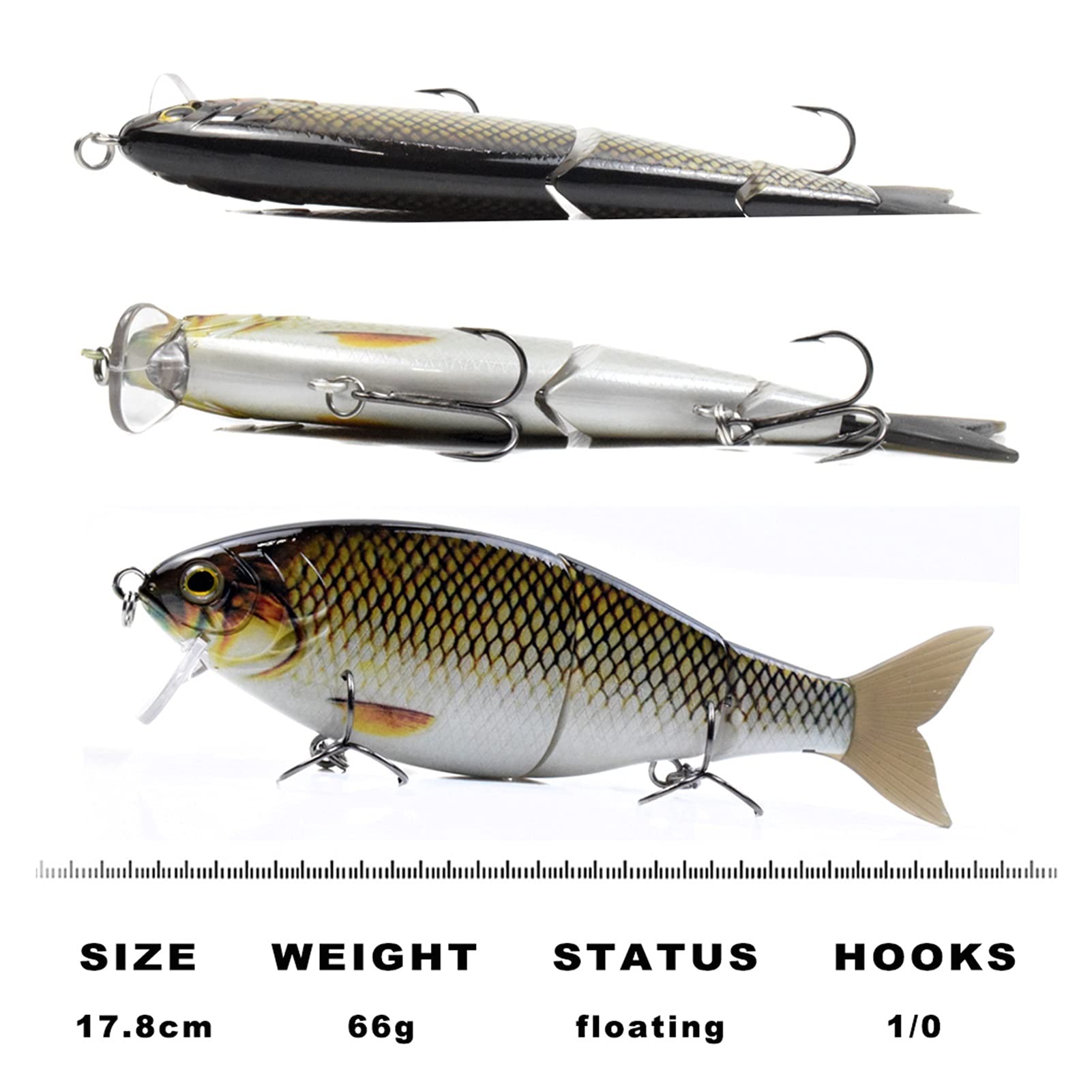Señuelos de Pesca Señuelos de Pesca Se Mantiene el Cebo Fuerza de Pesca 3 Secciones Soft Tail Flotante Wobble Retó Switebait Pesca Tackle Shad Lure 7in Cebos Artificiales (Color : 3)