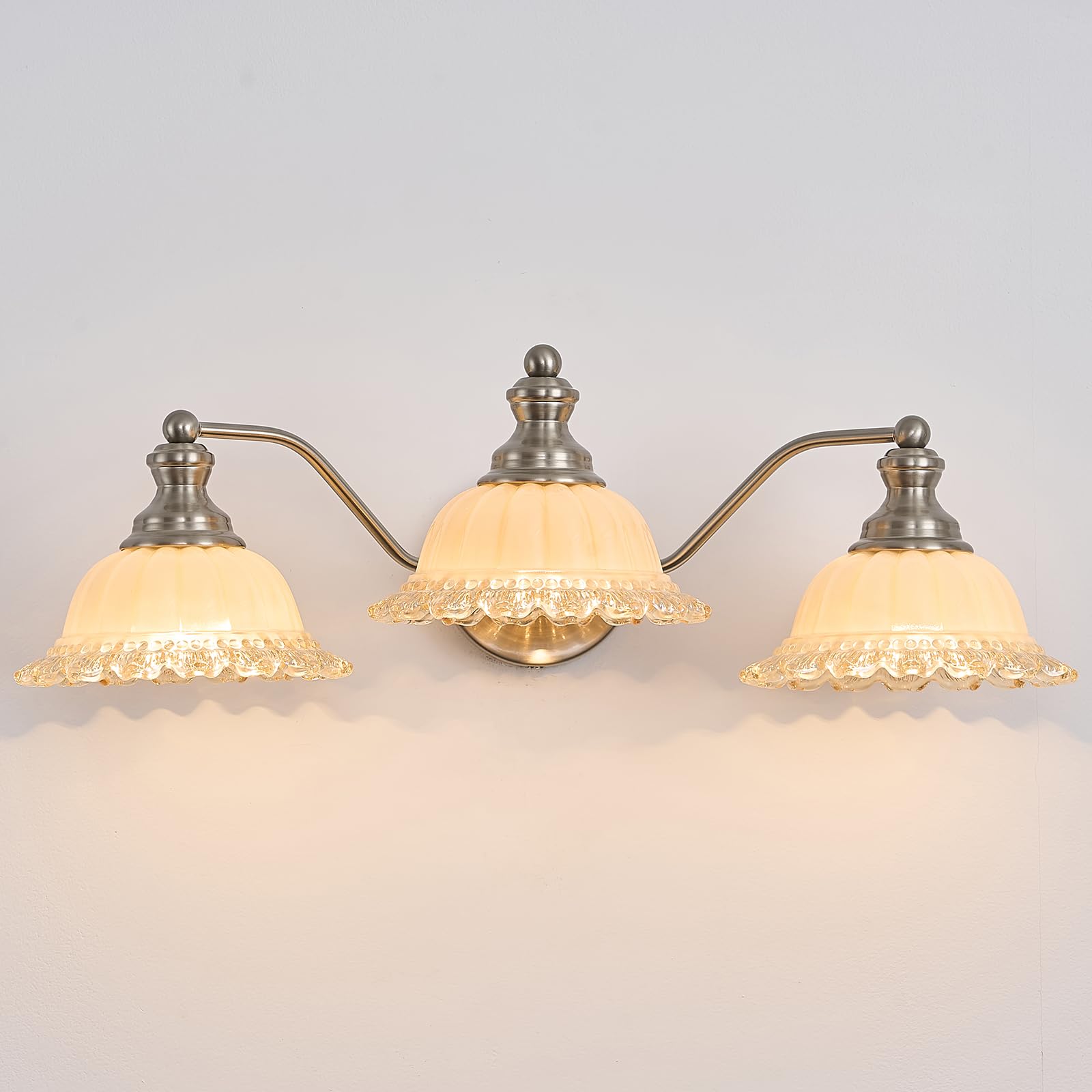 Photo 1 of XIEDUN Brushed Nickel Bathroom Vanity Light White 3 Light