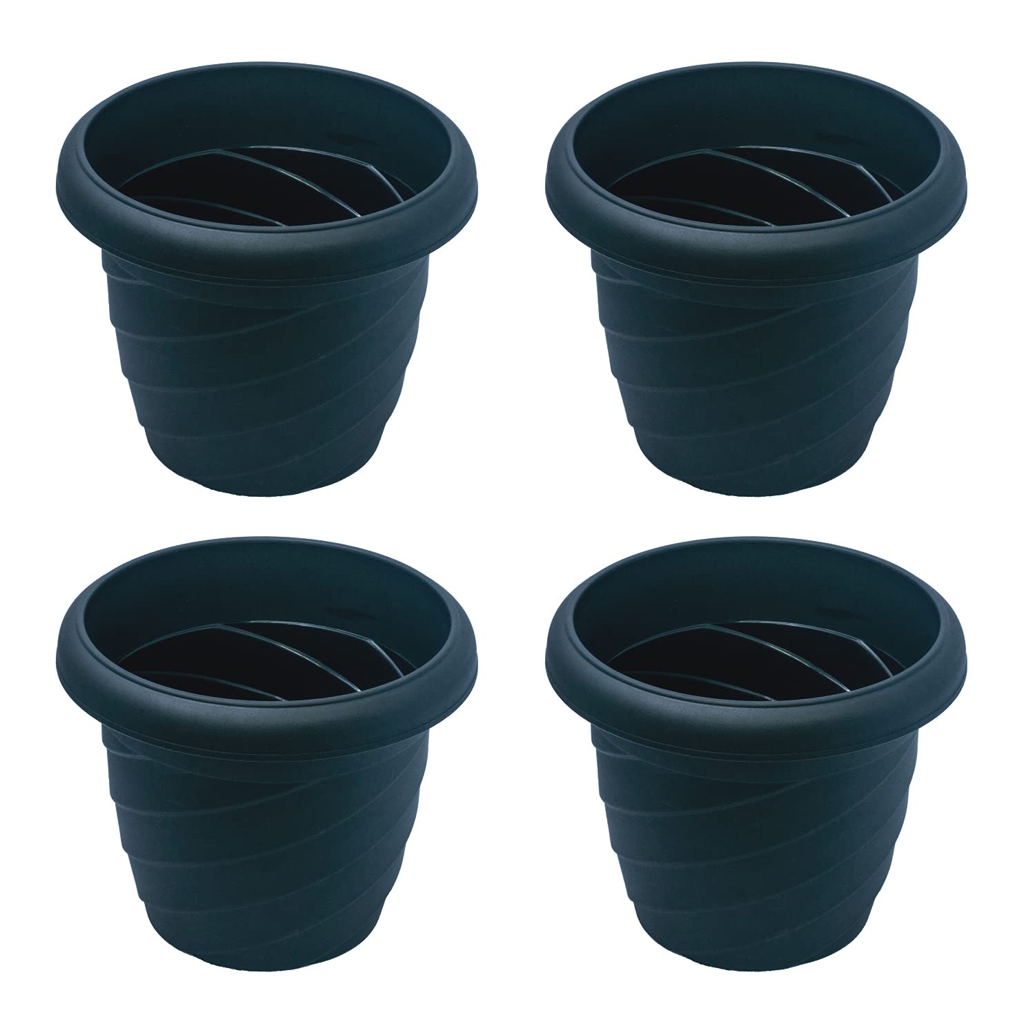 GEMPLAST Black Pots for Plants, 8 Inch Black Flower Pots for Plants, UV Proteceted Garden pots for Plants, Black Pot for Outdoor Plants with Optional Drainage Hole (Black, Set of 4) (B097F215M4) Amazon Price History, Amazon Price Tracker
