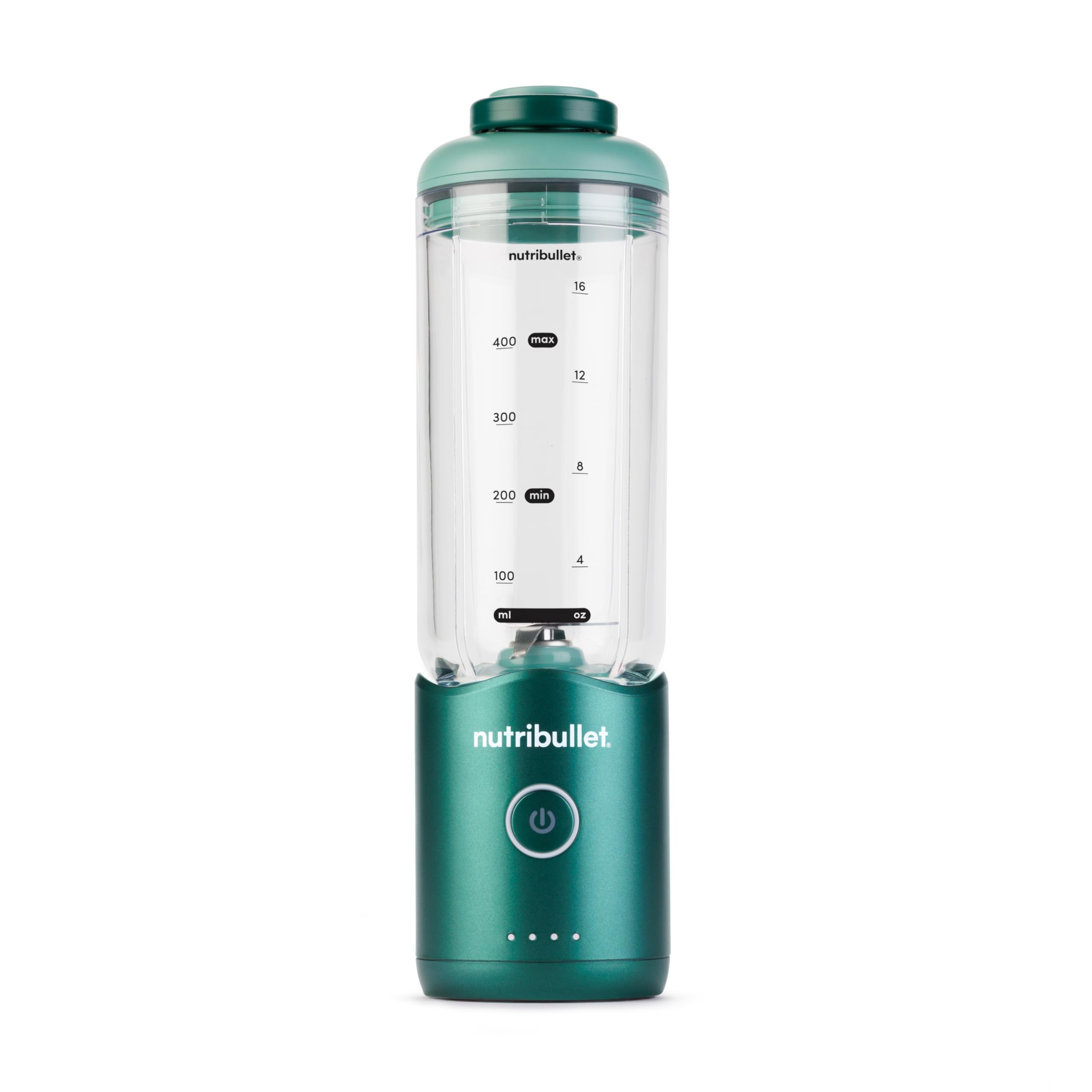 nutribullet Flex 590ml - tragbarer Smoothie-Mixer mit Trinkdeckel, zerkleinert Eis und gefrorene Früchte, USB-C, Trageschlaufe, BPA-freier Becher, leicht zu reinigen, Waldgrün (NBP013GR)