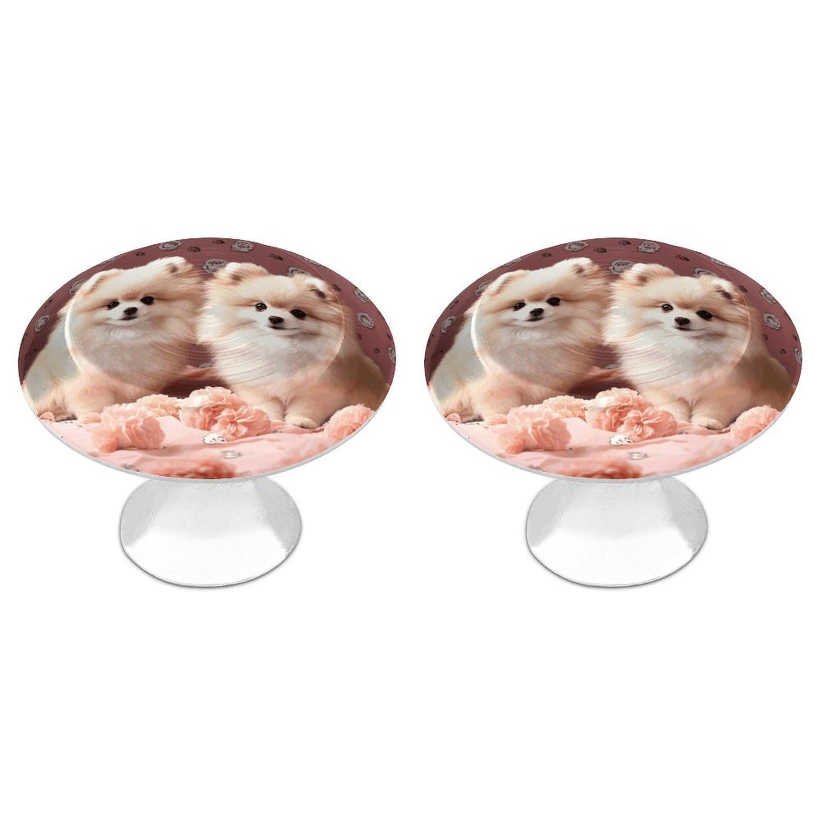 Vstadank Style Pomeranians Puppies And Point Drawer Pulls Sturdy Stainless Steel Door Handle Round Cabinet Knobs Fashion Dresser Drawer Knobs Door Pulls Exquisite Cabinet Handles Furniture Pull 2Pcs