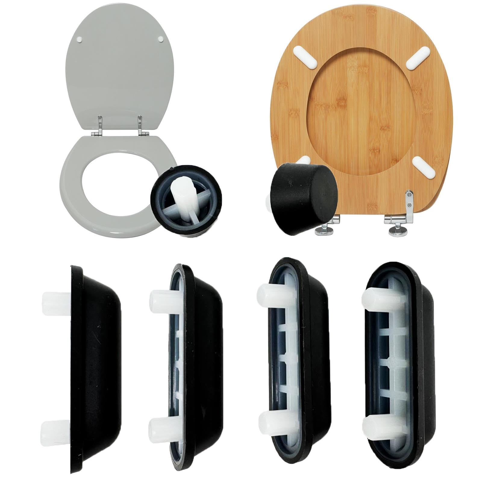 Toilet Seat Bumper Set 6 Piece Replacement Black Plastic Shock Proof Pads Universal Fit Toilet Seat Buffers and Bumpers Durable Noise Reducing Anti Slip Replacement Kit for Lid and Seat Protection