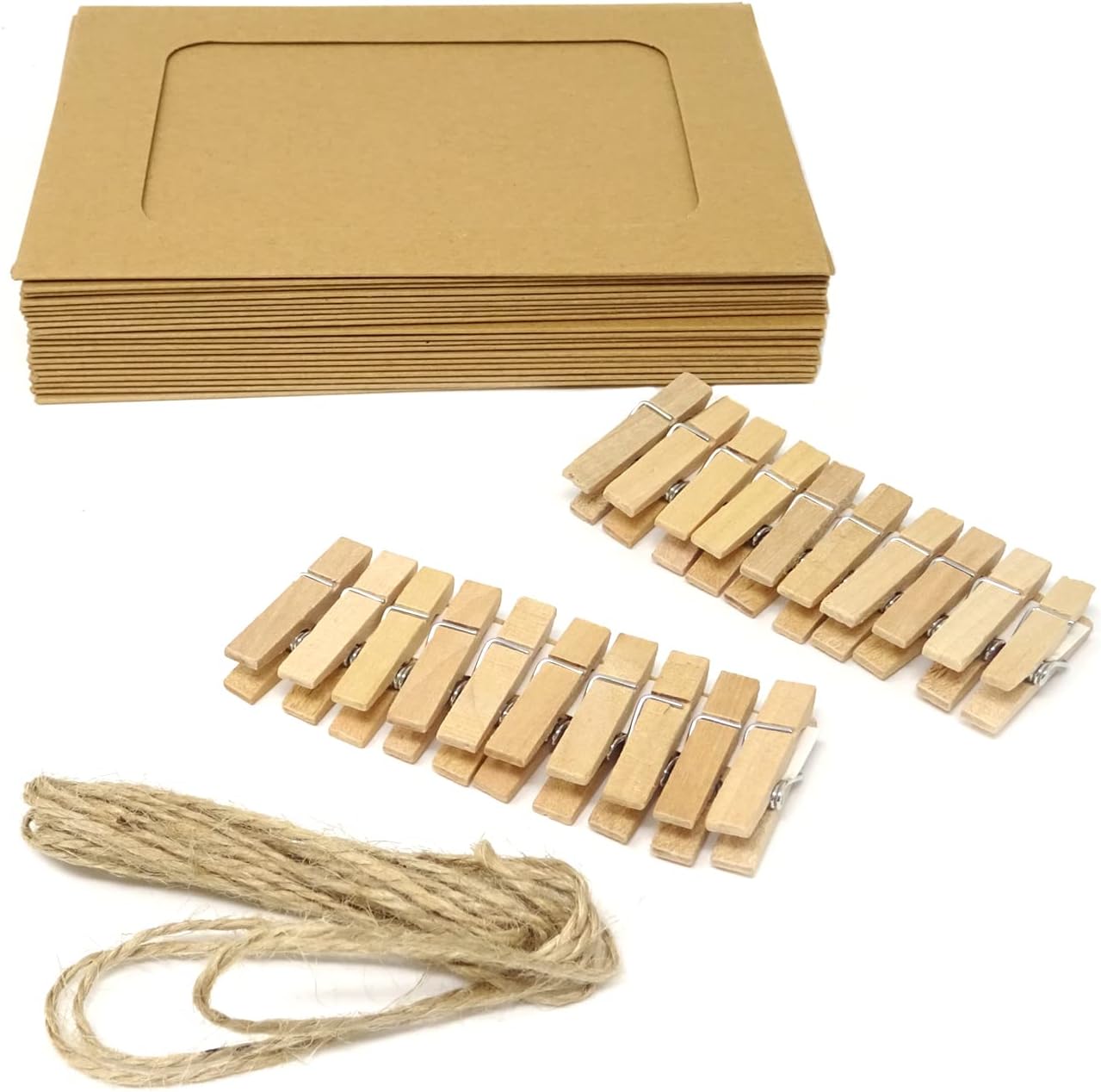 yueton 20 PCS Kraft Paper Picture Frames,Hanging Kraft Paper Photo Frame,Cardboard