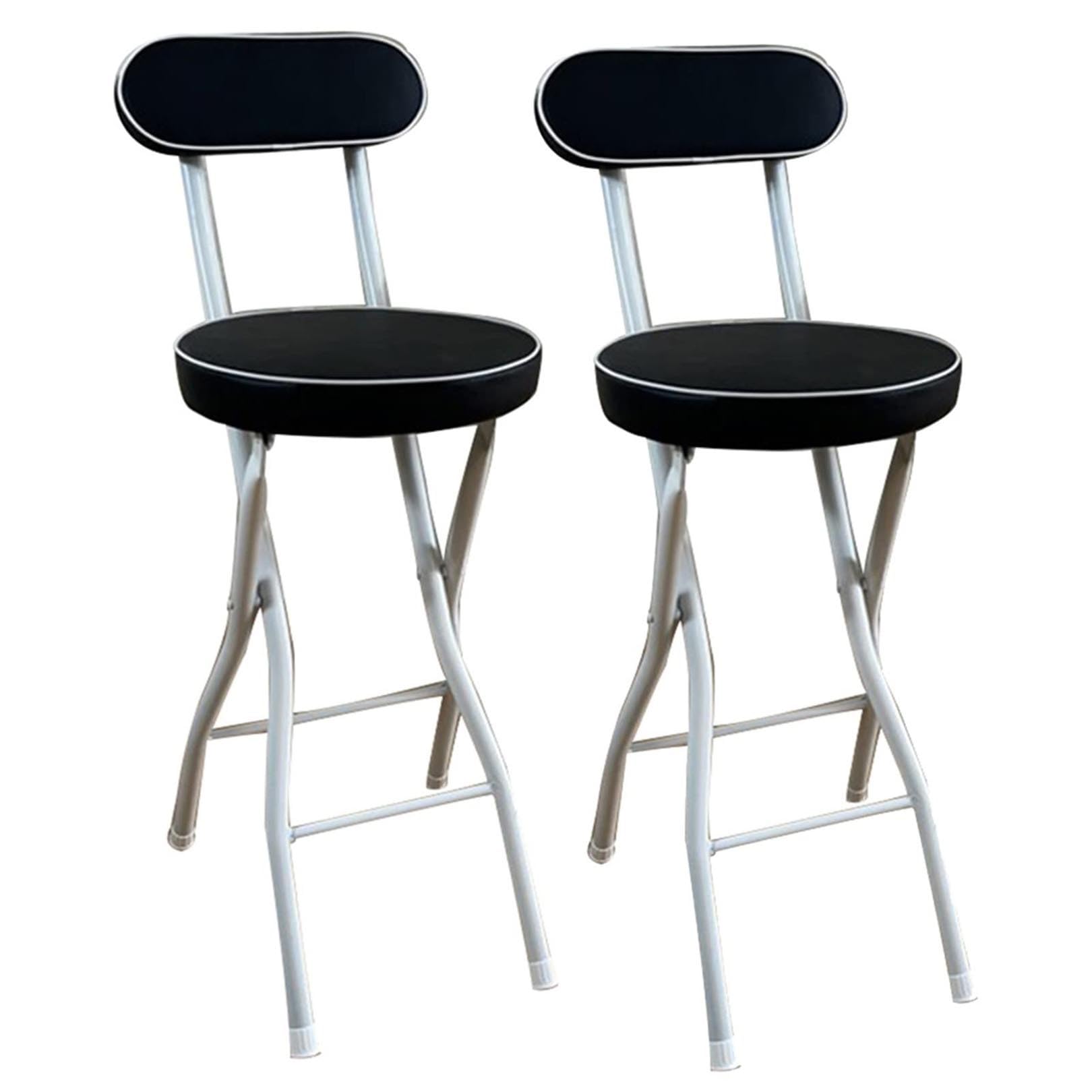 Pealihuy Folding Bar Stool,High Chair Stool with Backrest & Round Padded Seat, Portable Folding Stool for Kitchen Office Party Outdoor (Size : 60cm)