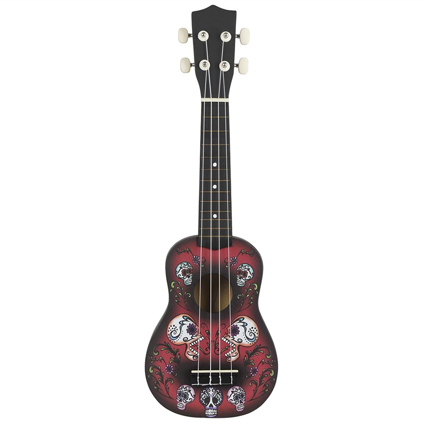 Ukulele koncertowe Początkujący Ukulele 21- calowy Ukulele Hawaiian Skull Guitar Instrument 4 String Basswood Ukulele Sopran (Color : Ukulele)