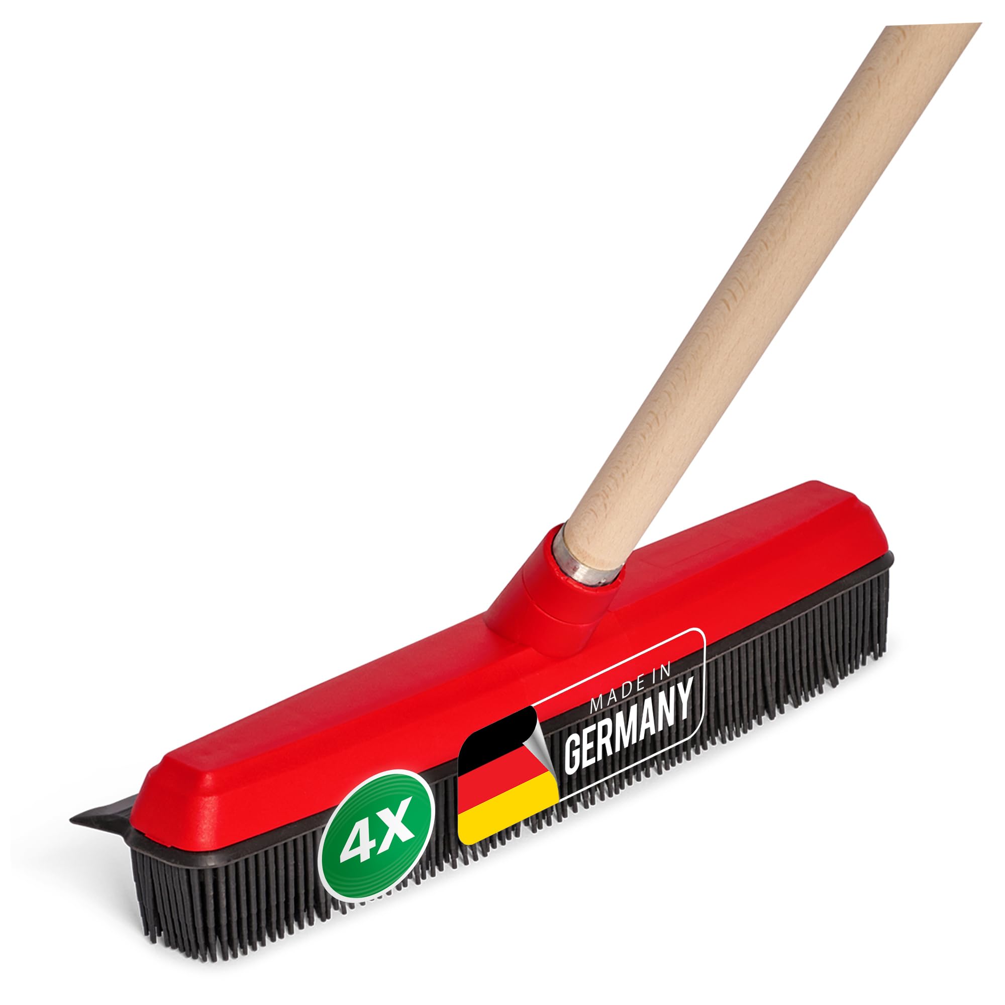 Novaliv 4 scope in gomma con manico I rosso I manico in legno I frusta per cucina