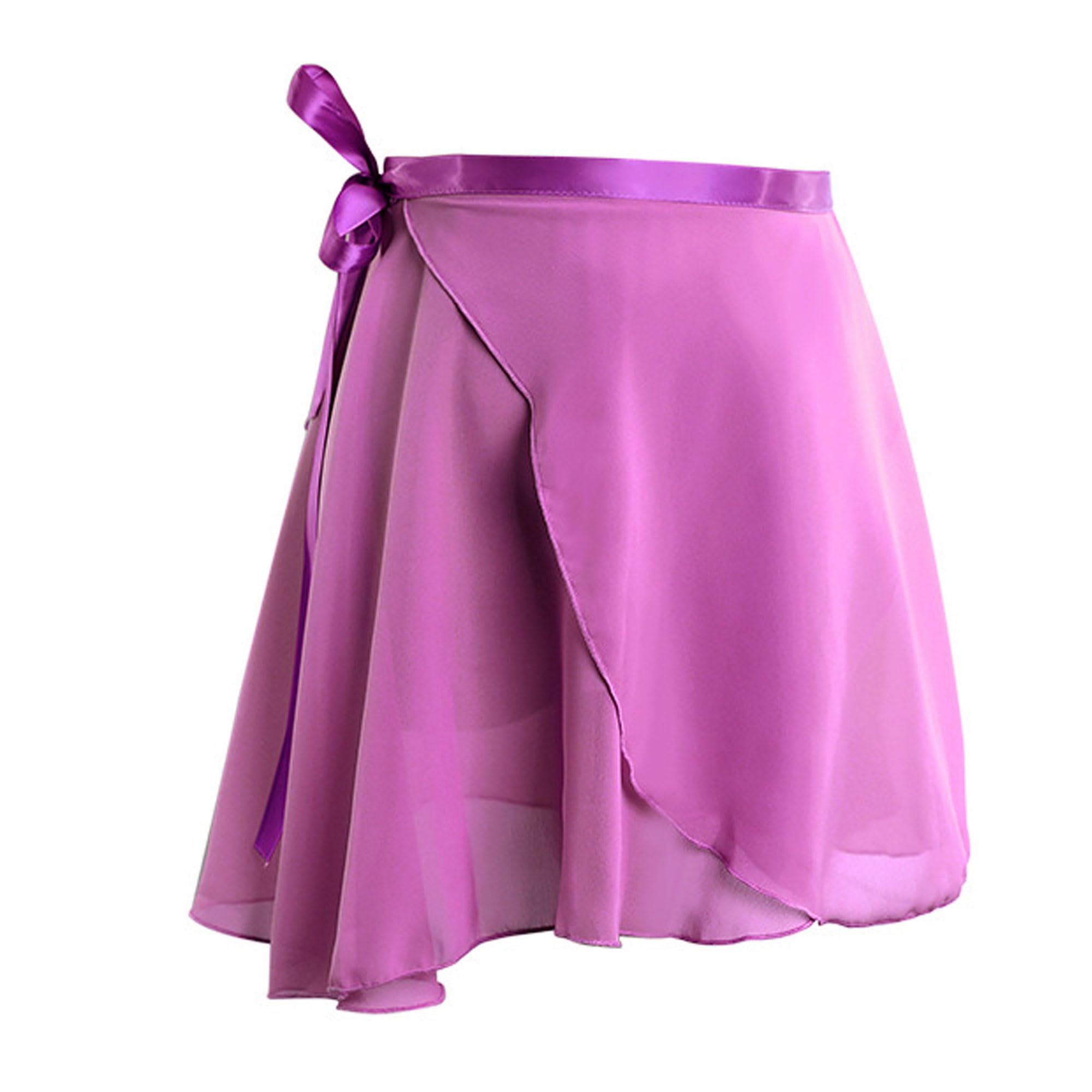 Legou Girl’s Leotard wrap Ballet Dance Skirt Lace-Up Adjustable Tie Waist Chiffon Short Skirt Fuchsia L
