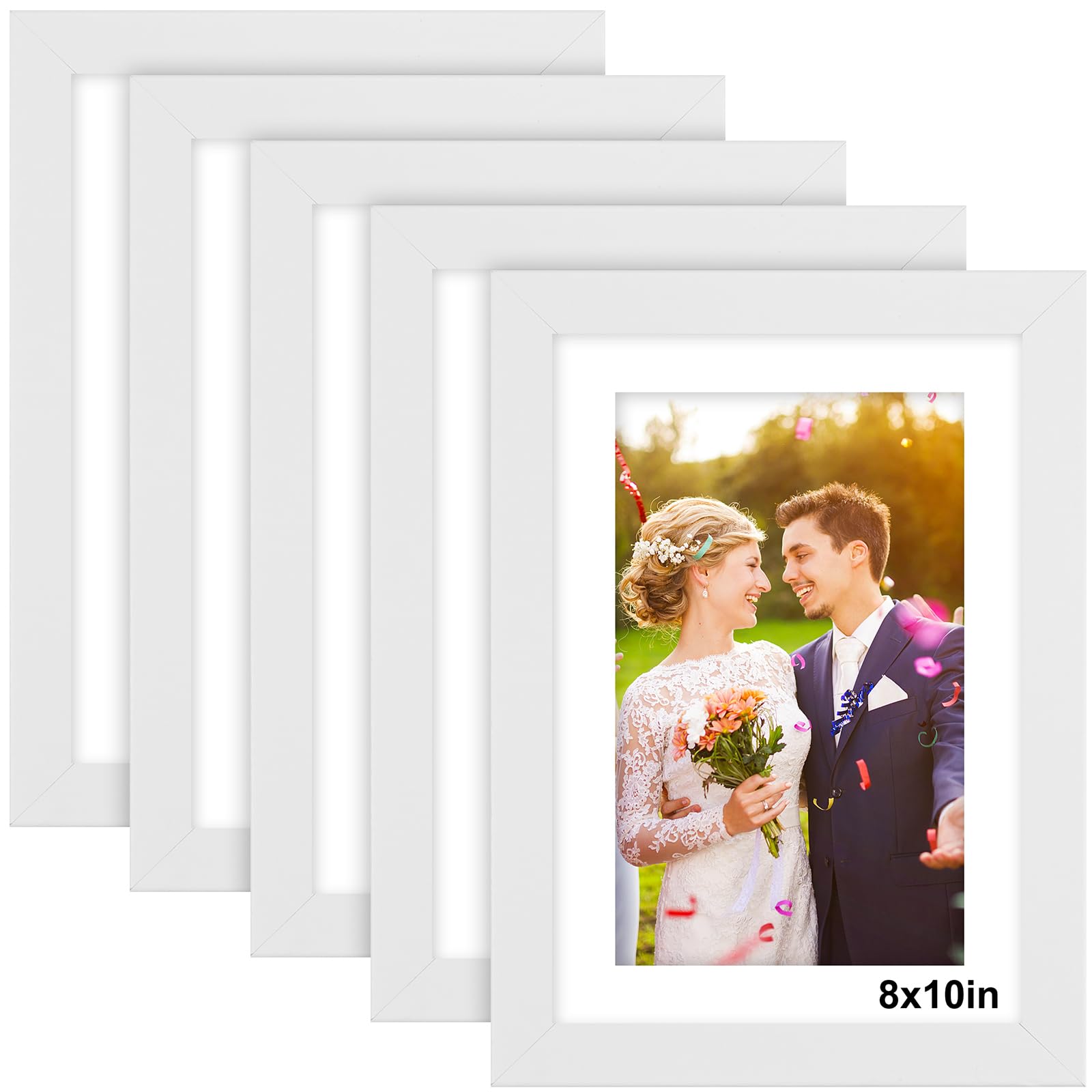 8x10 Photo Frame White - 5 Pack 10x8 Picture Frames with Mount, Photo Frames 8x10 Picture Frame for Wall Mount & Desktop