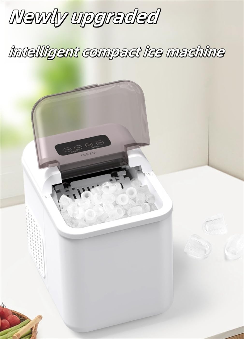 WFGLH Black, Small Household Ice Machine, Portable Smart Ice Maker, Quick Ice Production in 6 Minutes, with Cleaning Function, Ideal for Home, Kitchen, Office, Bar, Party on Fridge.com