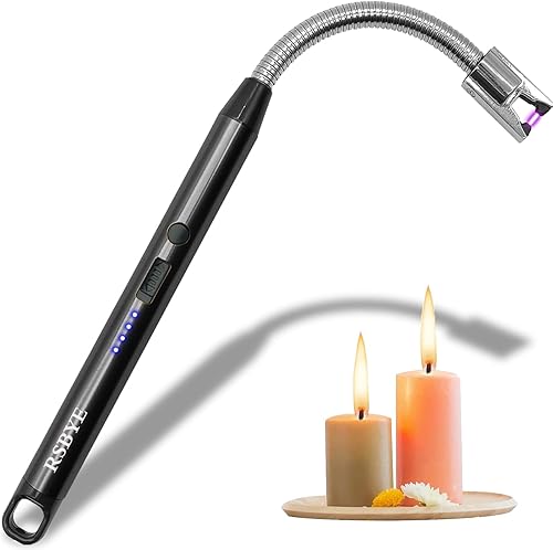 Encendedor de velas eléctrico recargable USB C, encendedor de arco de plasma, resistente al viento, sin llama, encendedor largo con cuello flexible