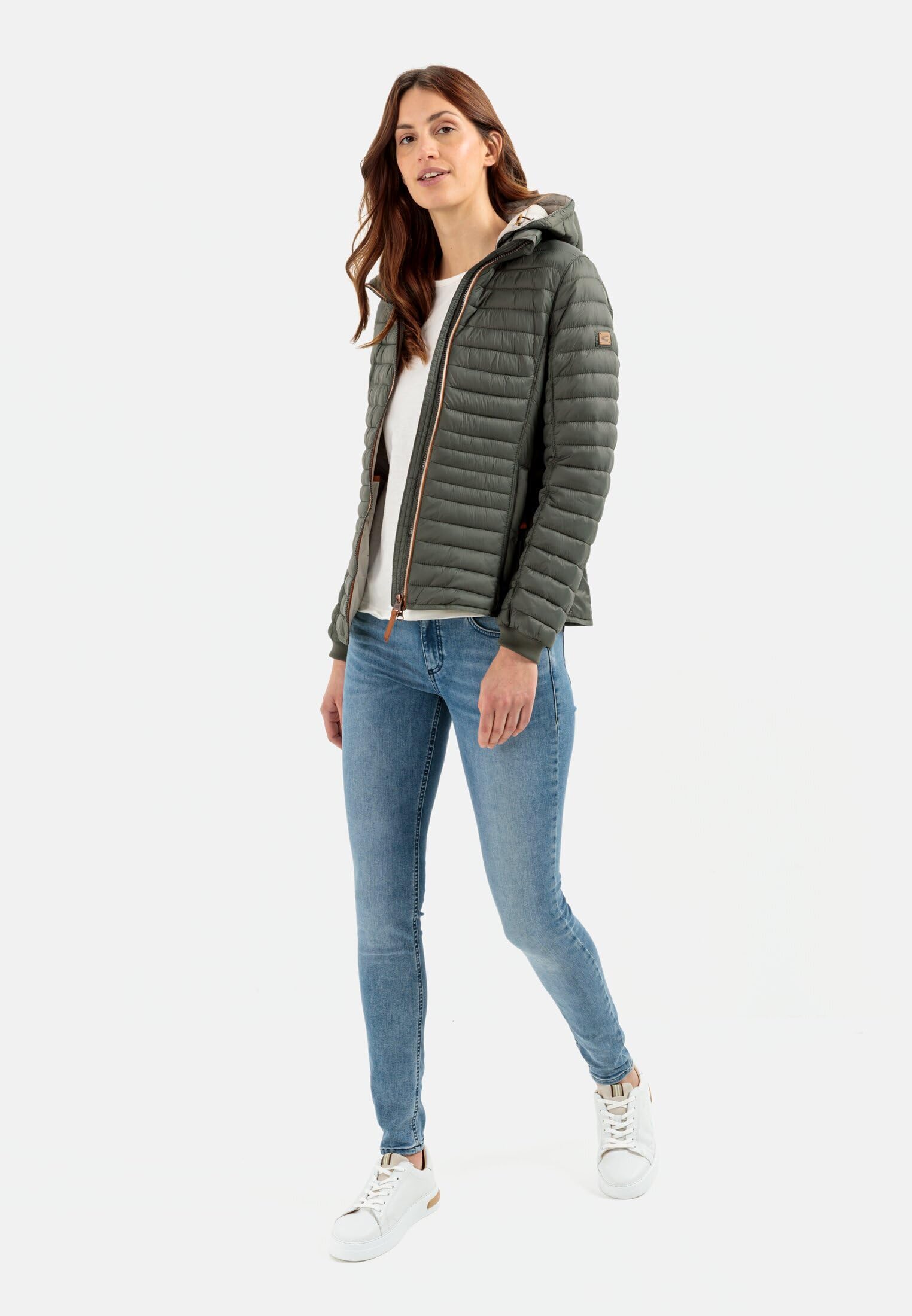 camel active Damen leichte Steppjacke mit Abnehmbarer Kapuze