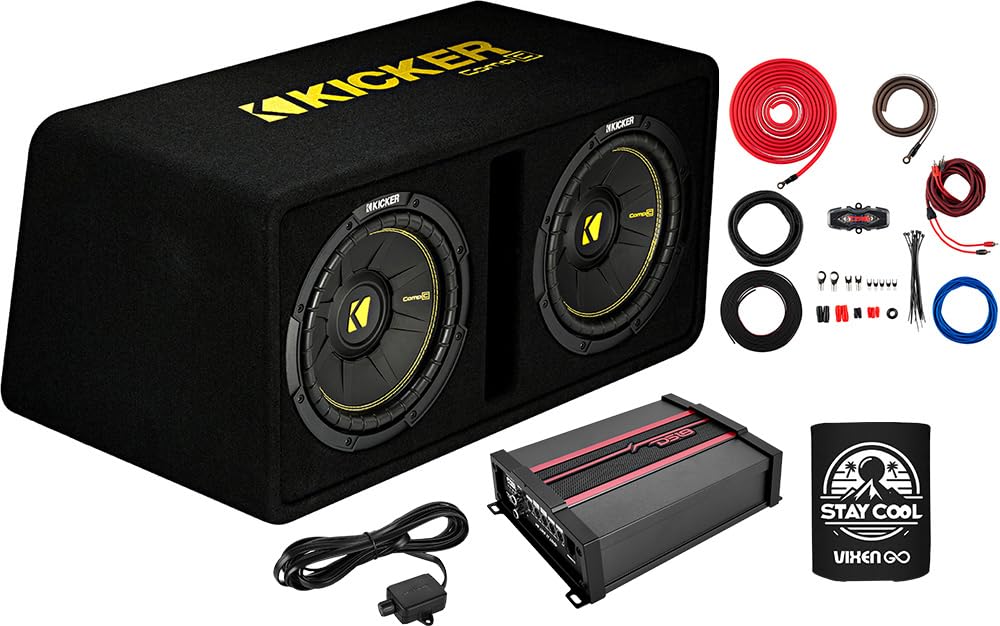 KICKER Subwoofer and Amp Package of 3 Items - 12