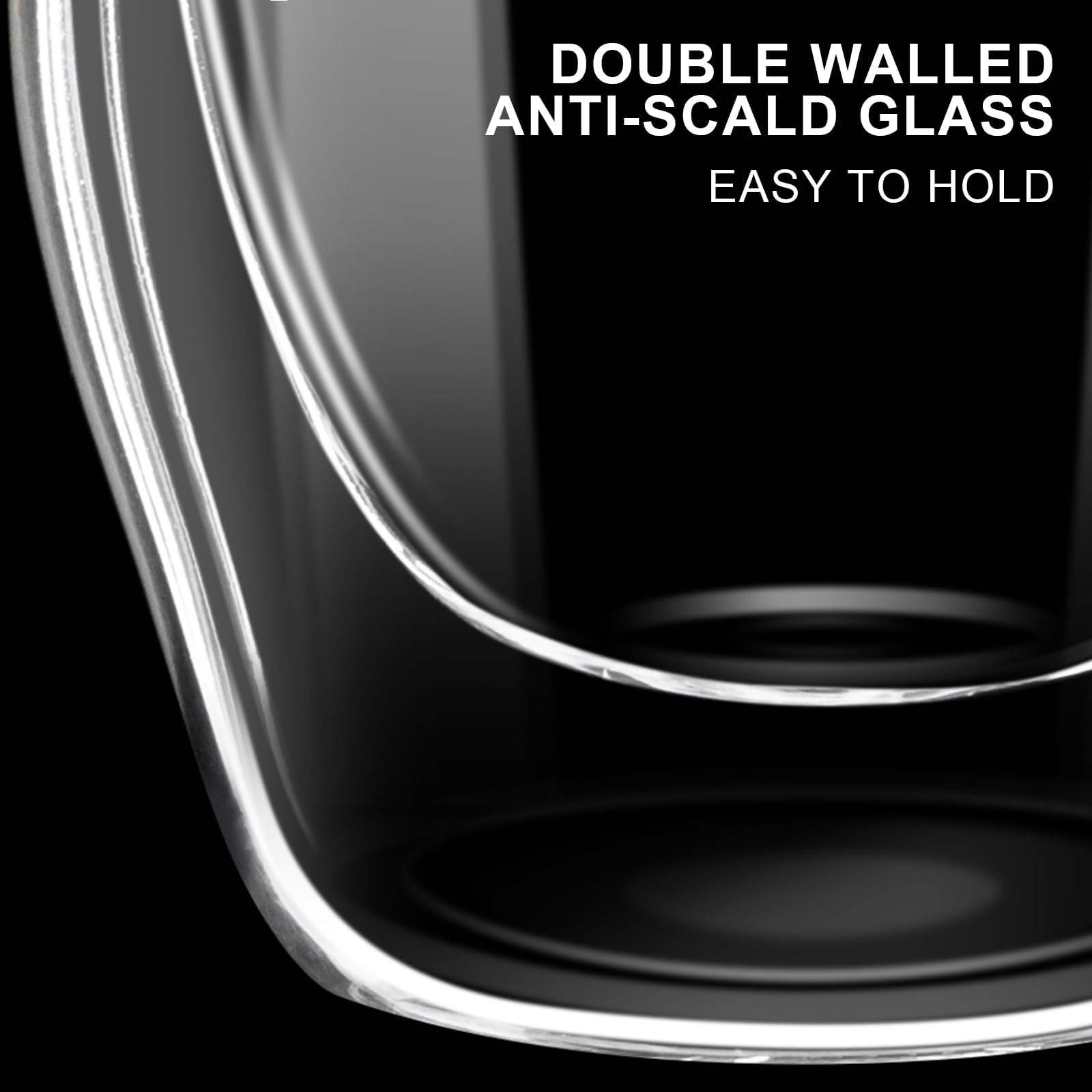 Espresso Cups Set of 2, Double Walled Espresso Shot Glass with Handle, 2.5 OZ High Borosilicate Expresso Shots Cup, Espresso Accessories