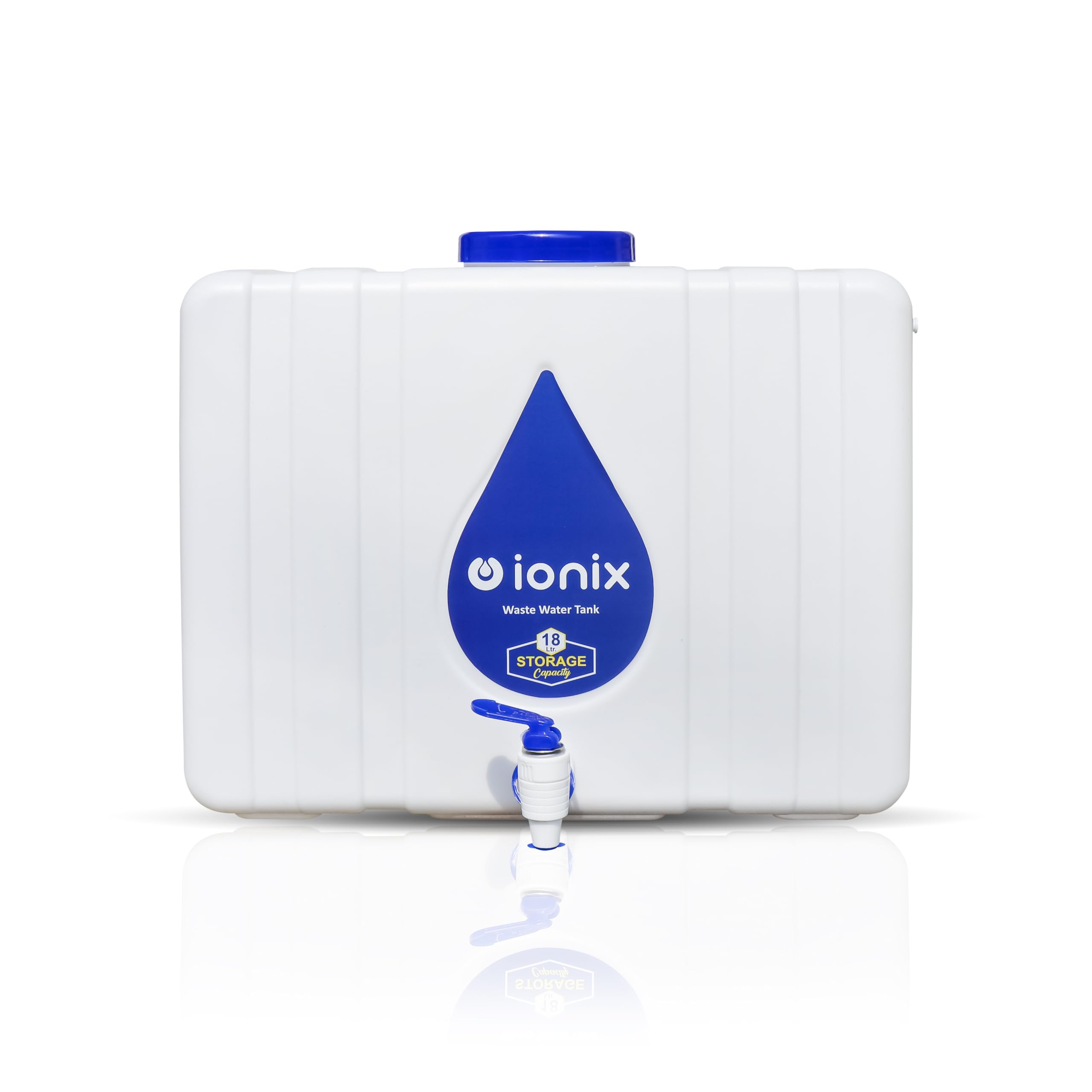 IONIX RO Waste Water Storage Tank 18L – Wall-Mountable, Food-Grade HDPE Plastic, Translucent Design, Easy to Connect with All Ro purifiers/Air Conditioners/Other Sources