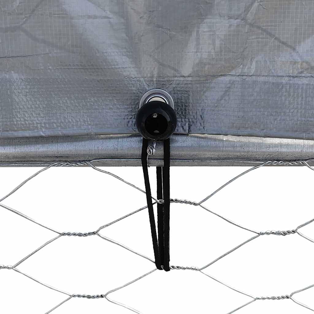 vidaXL Cage pour Chiens avec Toit et Porte, Parc à Chiens, Enclos pour Animaux, Chenil de Terrasse Extérieur, Argenté Acier Galvanisé