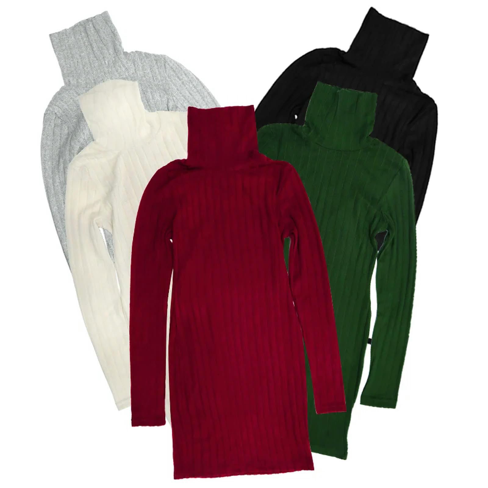 Vestito Autunno Inverno Abiti Sexy delle Donne Nuove Maniche Lunghe Turtleneck Streetwear Sexy Mini Vestito Casuale Slim-Verde-m