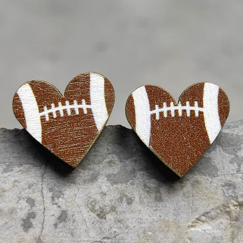 Heart Ball Sports Stud Earrings Ball Game Heart Shaped Basketball Volleyball Baseball American Football Stud Earrings for Women2