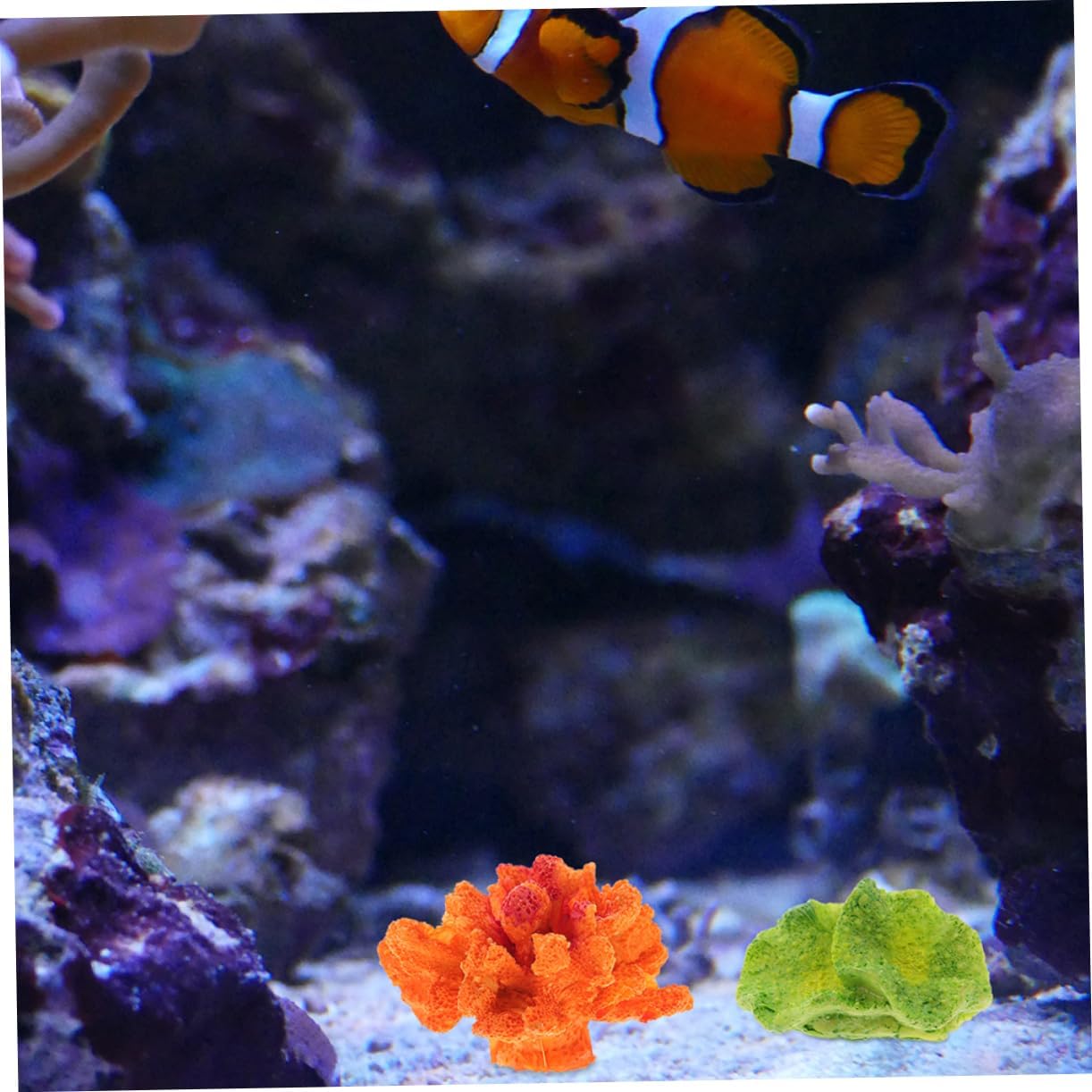4sets Mini Coral Faux Plant Fish Tank Fish Bowl Feeder Fake Coral Aquatic Plants Artificial Decor Kit Desktop Tank Plant Aquarium Coral Creative Landscape Star
