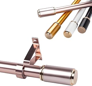 Blackout Curtain Rods 50 inch, Decorative French Door Curtain Rod, Heavy Duty Drapery Rod for Room Divider/Window/Gazebo, Indoor Window Pole, Sliding Drop(Rose Gold,160cm/5.2FT)