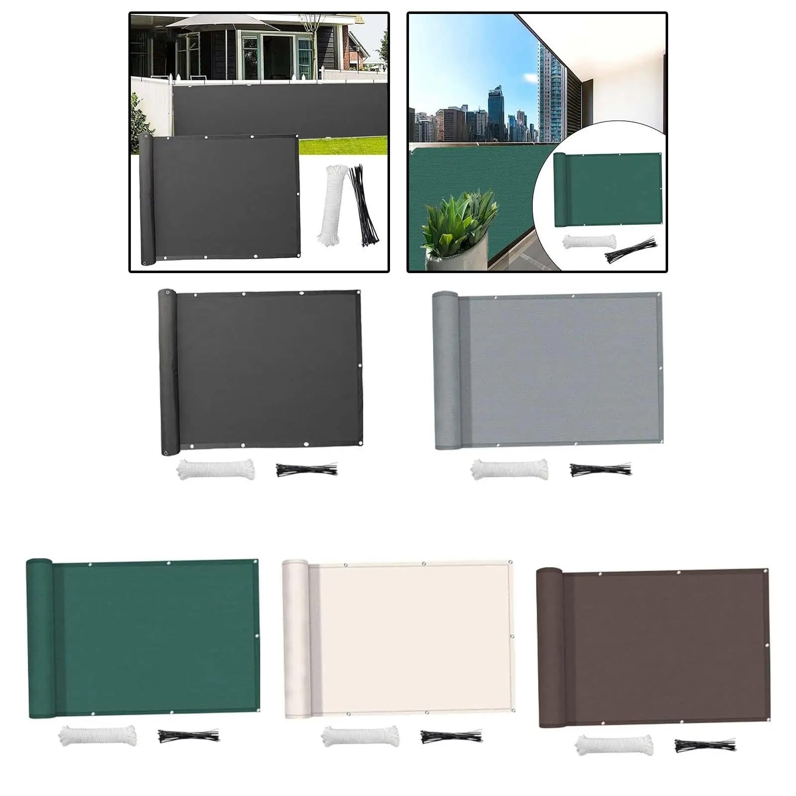 Toldo Lateral Retráctil Parabrisas con Bridas de 2,7 x 9,84 pies for barandilla de Piscina y balcón(Black)